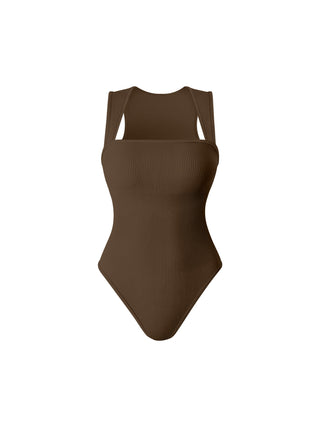 Seamless Bodysuit with Racerback and Wide Shoulder Straps