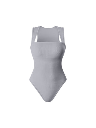 Seamless Bodysuit with Racerback and Wide Shoulder Straps