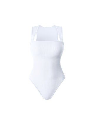 Seamless Bodysuit with Racerback and Wide Shoulder Straps